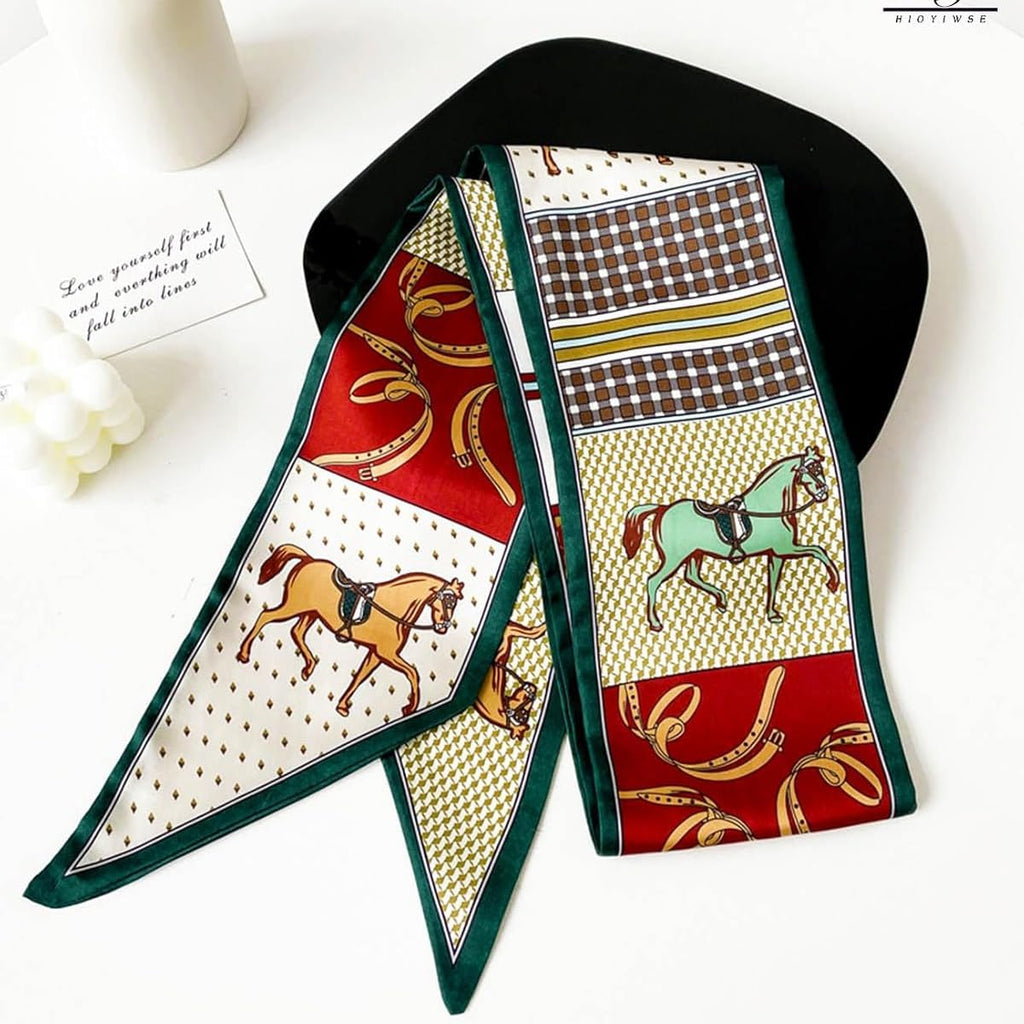 PALAY® Silk Neck Scarf for Women Stylish Satin Hair Wrap Handbag Decor