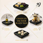 DECORAGE Handmade Black Marble Vanity Tray 20x20x3 cm Multi-Purpose Organizer for Perfumes Cosmetics Jewelry Bathroom Dresser Kitchen Serving Platter Decorative Home Décor Luxury Gift Tray