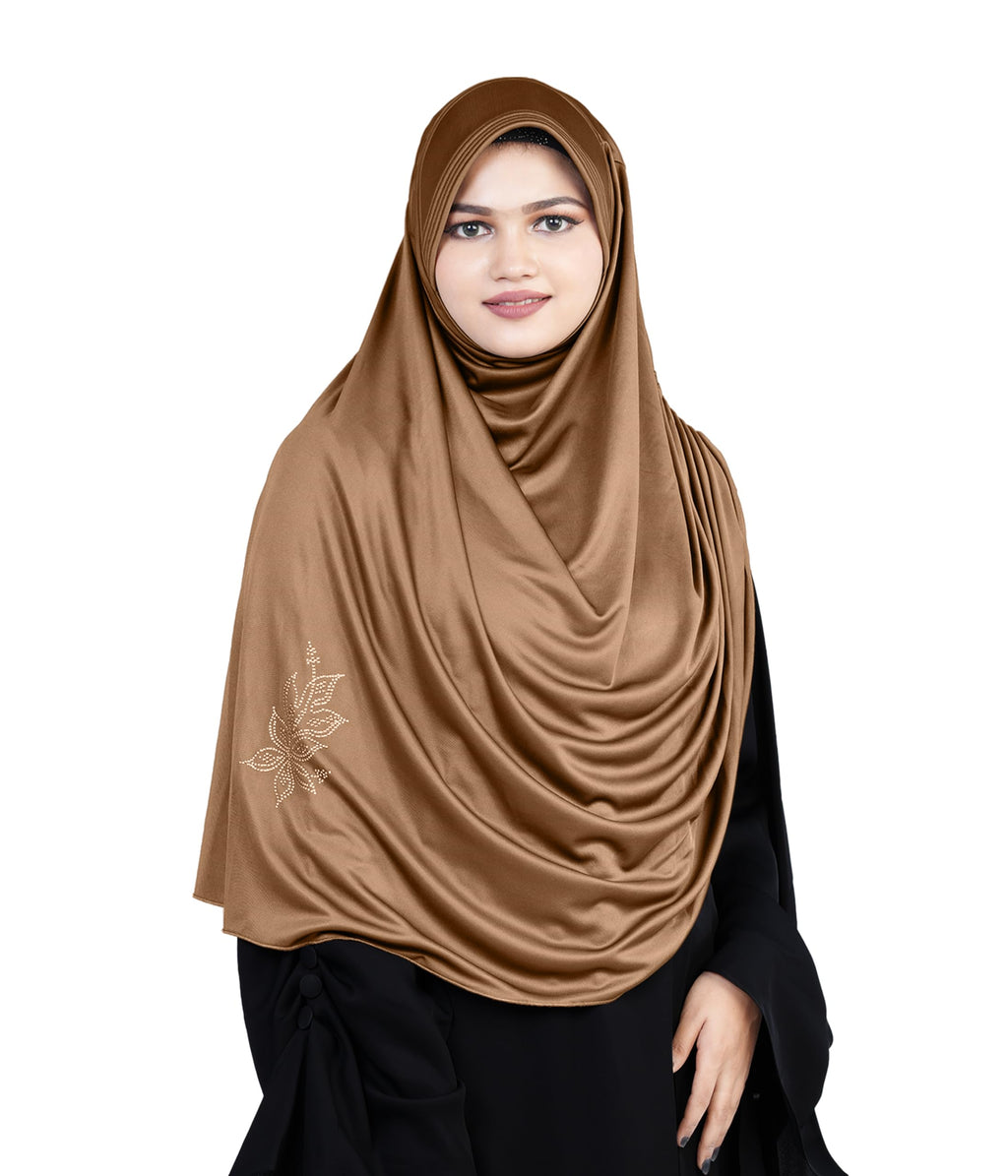 Mehar Hijab's Glamour in Modesty Fazluna Sigle side Frill Hijab XL (XXL, GOLD)