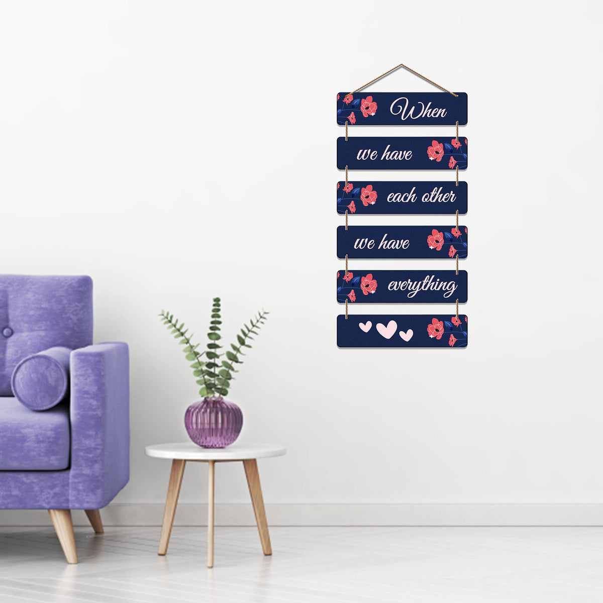 Artvibes Decorative Wall Hanging Wooden Art Decoration item for Living Room | Bedroom | Home Decor | Gifts | Quotes Decor Item | Wall Art For Hall | Mdf Wall Decoration, Set of 6 (WH_3254NR)