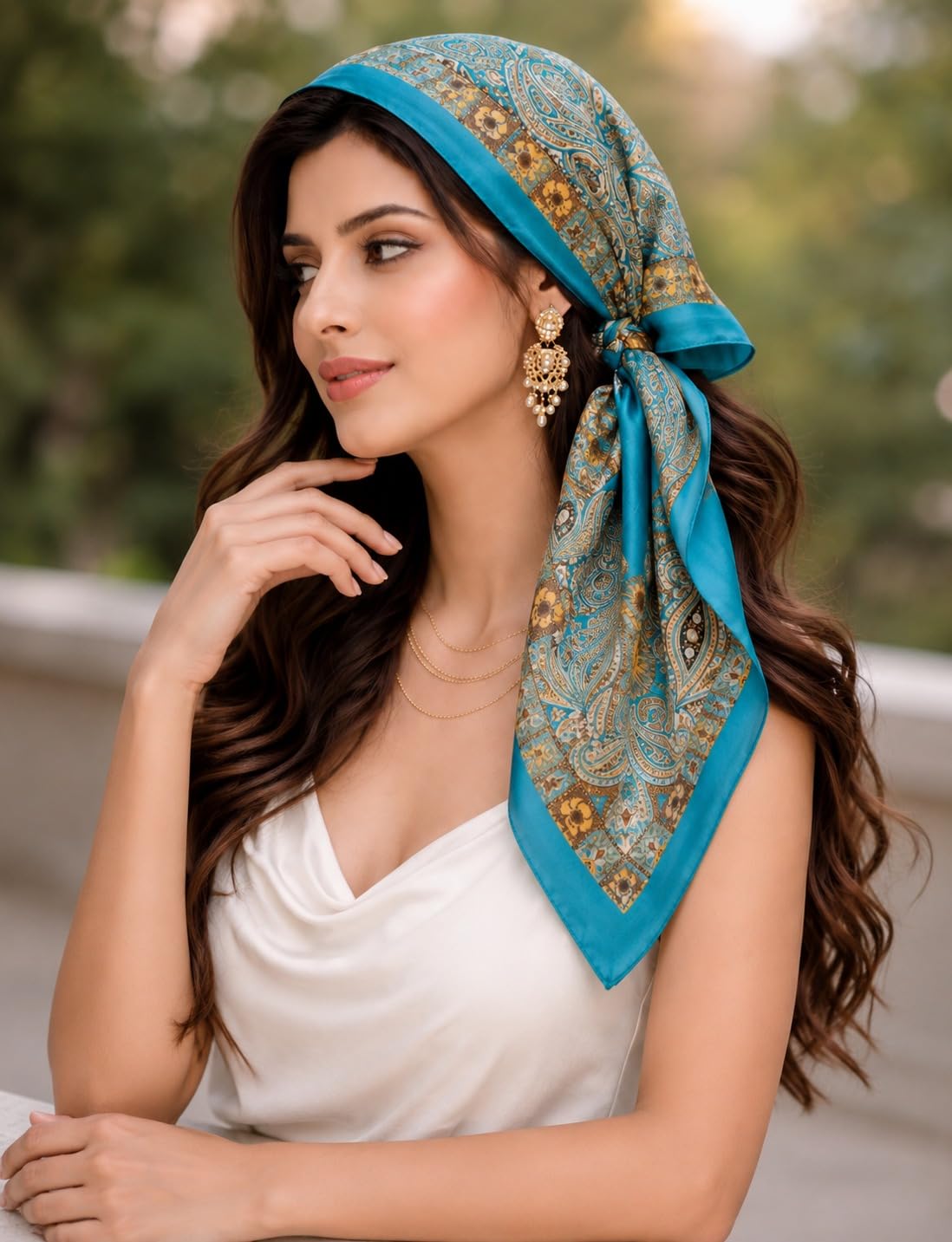 Wirkqeez Silk Head Scarf for Women – Luxury Satin Silk Hair Scarf, Soft Bandana Wrap for Sleeping, Hair Protection & Styling (Multicolor_07)