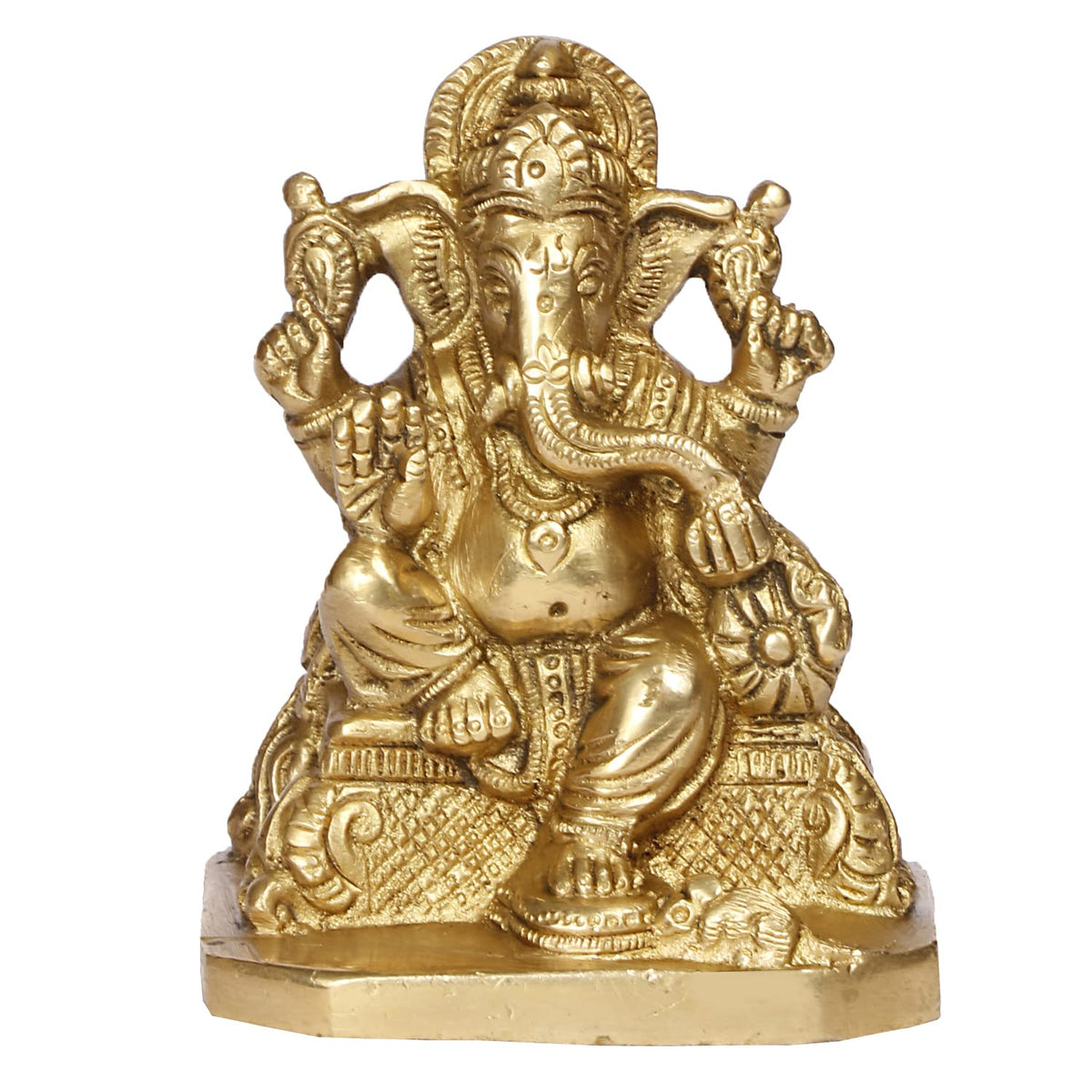 ARTVARKO Brass Ganesh Murti Ganpati Ganesha Bhagwan Statue Moorti Murti for Entrance Home Décor Diwali Decoration Pooja Ganesh Chaturthi Festival Corporate Good Luck Gift 4 Inch