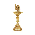 Artvarko Brass Bird Traditional Peacock Multiwick Diya Oil Lamp Table Decor with Stand for Home Diwali Puja Gift Temple Showpiece 11 Inch