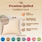 STITCHNEST Quilted Velvet Cushion Covers Set of 2 | Soft Brown | 18x18 Inches | Premium Sofa & Living Room Décor