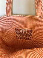 Vaishnav Exports Off-White & Rust Block Print Quilted Cotton Tote Bag for Women | Traditional Floral Shoulder Bag | Eco-Friendly, Reusable Carryall for Grocery, Travel & Daily Use