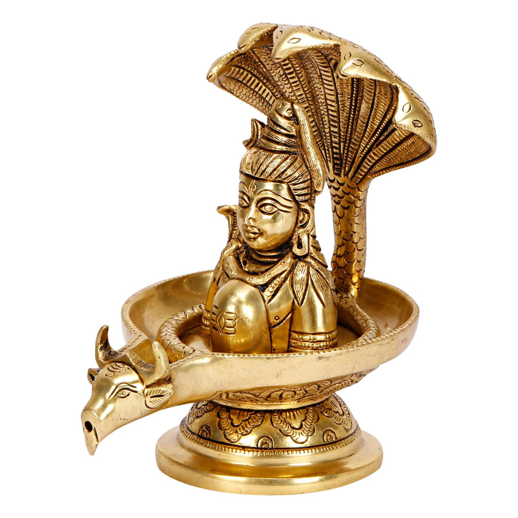 ARTVARKO Brass Shivling with Snake Shiv Lingam Statue Snake Idols of Shiva Nandi Cow for Home Temple Puja's Decorative Diwali Vastu Gifts 7.25 Inch.