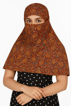 DEEPNYRA - LIVING STYLE Scarf Face Full Covering With Mask Head Hair Wrap Sun Protection For Women Cotton Printed Square All Season Wear (MARRON NEW KALAM)