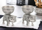 KridayKraft Metal Elephant Dry Fruit Bowl Showpiece Silver Polish for Your Home,Office Table Decorative,Elephant Showpiece Bowl Set (2 Pcs) for Gift,Animal Figurines...