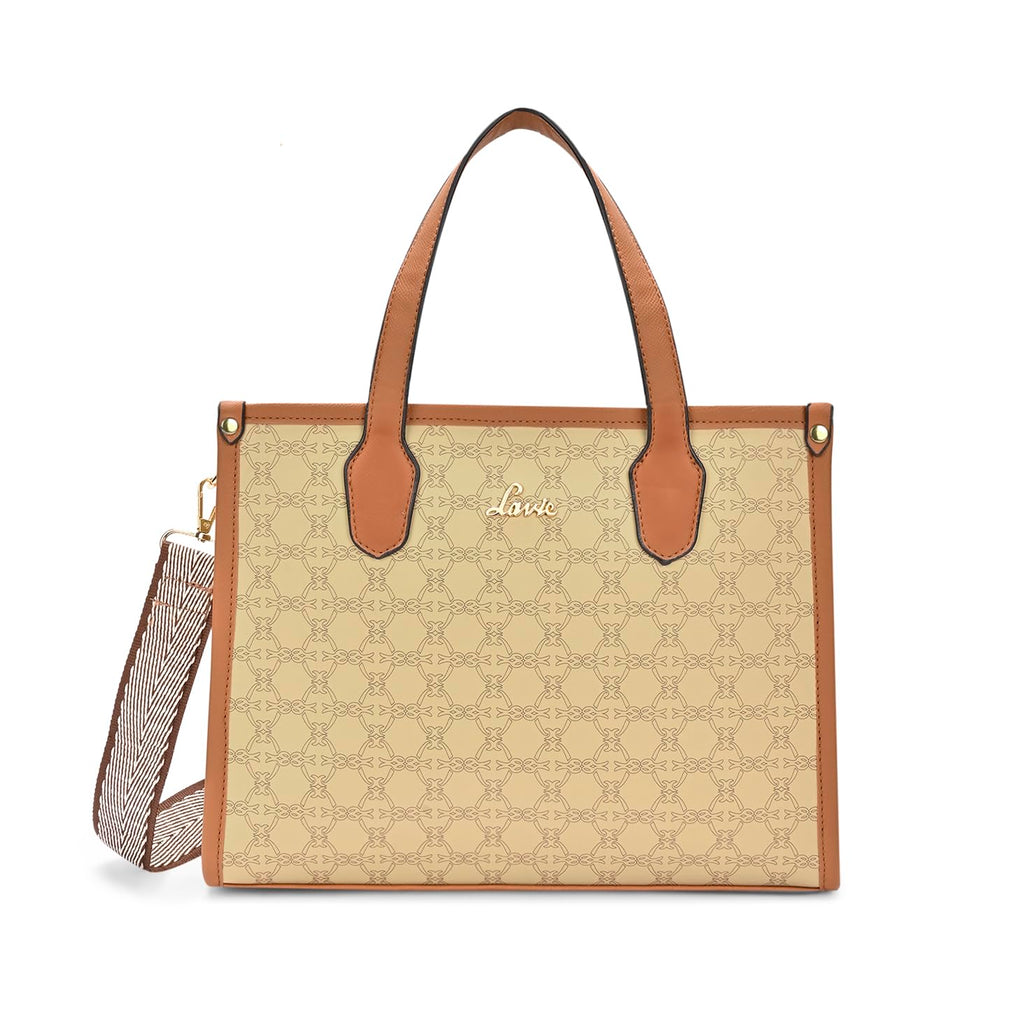 Lavie Women's Mono Kelissa Monogram Print Satchel Bag for Women | Satchel Handbag for Work | Ladies purse | Stylish Shoulder Bag | Gift for Women