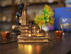 HaridwarDivine Shri Ram Mandir Ayodhya Mandir for Home, Ideal for Home Decor, Temple and Best Gift, Brown -with Multicolour LED Light
