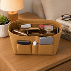 SYUTAM Women Felt Purse Organizer Insert for Ladies Handbag, Tote, Hobo Bag Storage & Purse Divider, Multiple Storage Compartment - Beige(11.3x3.15x6.5) inch (Slender M)
