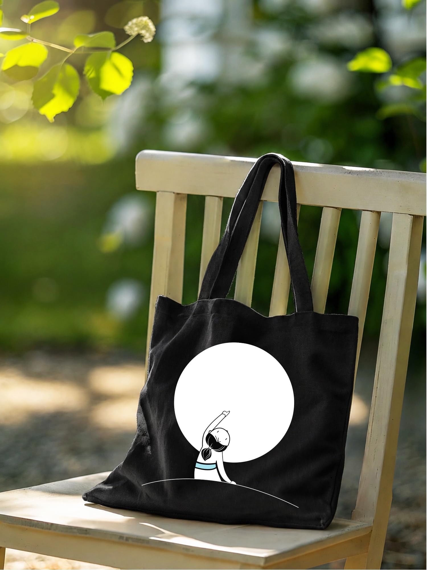DOODLE Canvas Tote Bag for Women with Zip Closure – Eco-Friendly Reusable Poly Cotton Shoulder Bag with Outer Zip & Inner Zip Pocket, Spacious Tote for Shopping, Office, College, Beach & Travel