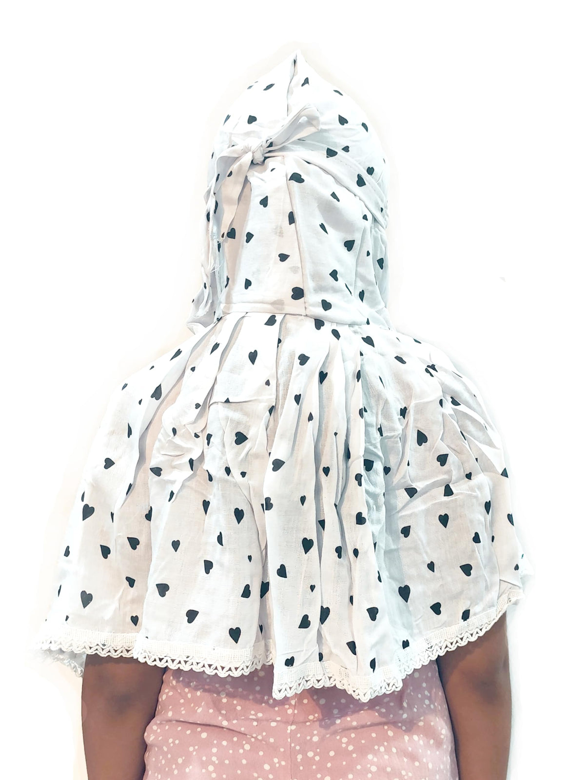 HETVIN Cotton Face Scarf for Girls – Soft, Breathable, and Adjustable – Perfect for Outdoor Activities, Travel, and Everyday Wear – Protection Against Dust, Wind, and Sun (Black Heart Baby Scarf)
