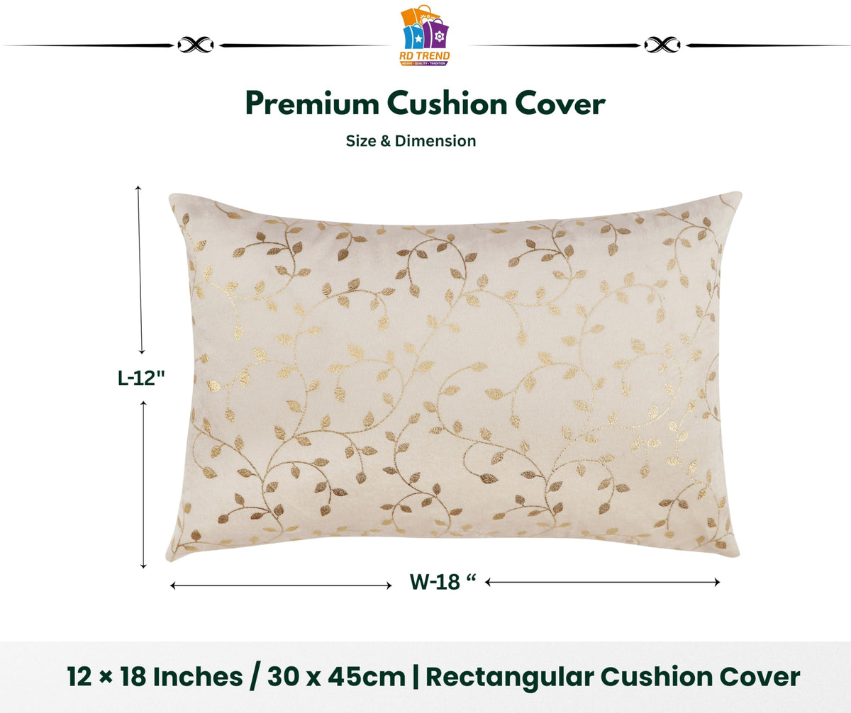 RD TREND® Velvet Rectangular 12x18 Inches Cushion Covers Set of 2 | Throw Pillow Covers for Sofa, Bed & Living Room | Perfect for Home Décor Cream Caramel