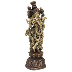 ARTVARKO Antique Brass Lord Krishna Bhagwan Statue for Home Entrance Gallery Murti Puja Decor Religious Showpiece Gift Large Idol Height 13 Inches
