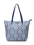 Aquatan Denim Blue Ikat Print Canvas Tote Bag | Eco Friendly Shopping Handbag | Cotton Handbag for Women’s Daily, College and Office - Black - Pack of 1