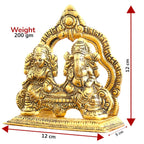 KridayKraft Metal Lakshmi & Ganesha Idol Pair – Gold-Finish Mini Statues (12 cm 5 Lenth × 12 Cm Hight 5), 200 g – Auspicious Home Puja Decor & Diwali Gift