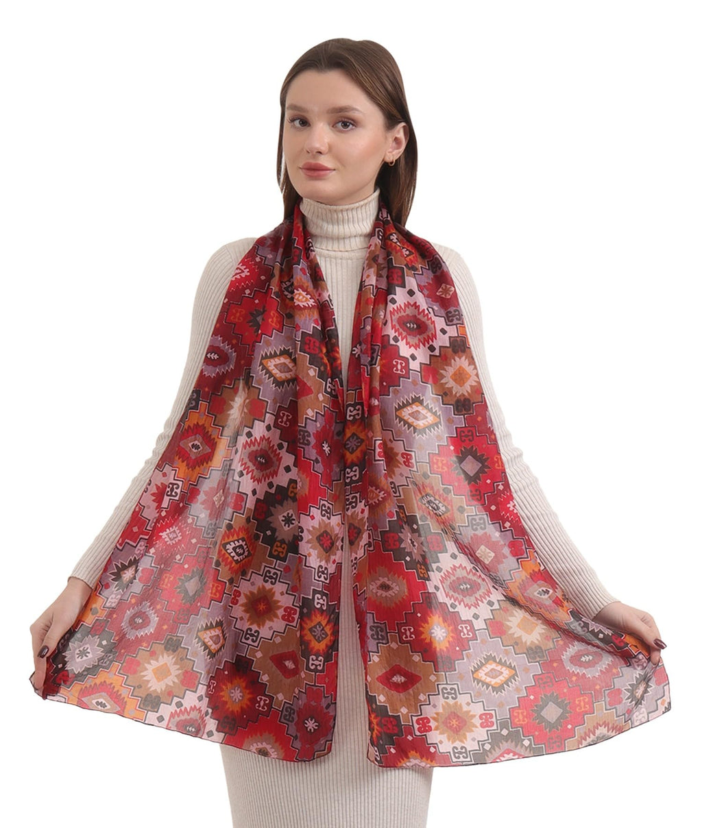 EH 100% Pure Mulberry Silk Scarf for Women, head scarf, neck scarf, hair scarf, digital printed long (22 X 72) (MC 24)