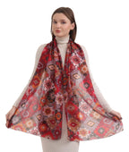 EH 100% Pure Mulberry Silk Scarf for Women, head scarf, neck scarf, hair scarf, digital printed long (22 X 72) (MC 24)