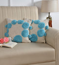 Furnistitchs Premium Decorative Throw Cushion Pillow Cover Boho Home Decor - Living Room Bedroom Couch Sofa Cushion Covers 16 inch x 16 inch (2, Sky Blue Circles)