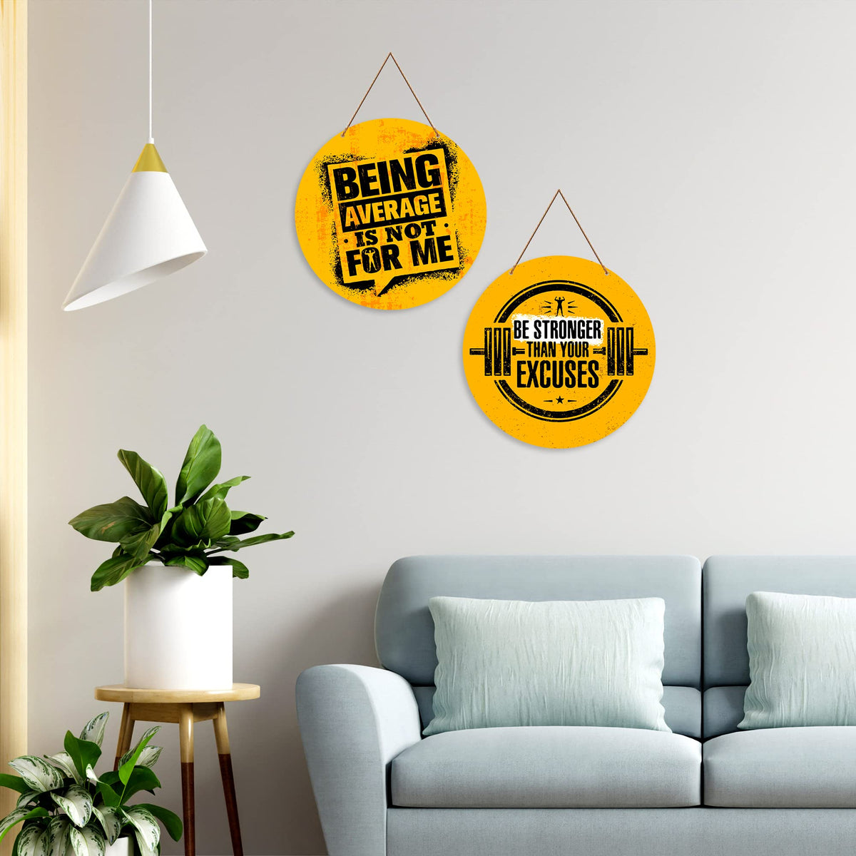 Artvibes Being Average Is Not For Me MDF Wood Wall Hanger Ornaments | Quotes Decor Item | Motivational Wall Decor | Wall Accent | Graphic Art | Office Wall Decoration Items (WH_4105N), Set of 2