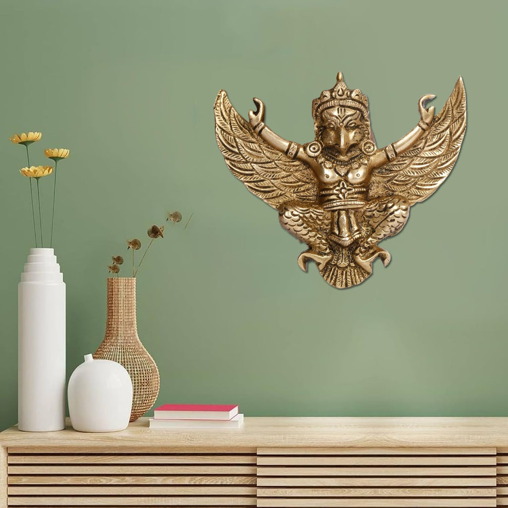 ARTVARKO Brass Garuda Wall Hanging Idol Statue Vishnu's Vehicle Vahana Eagle for Home Decor Entrance 5 Inch