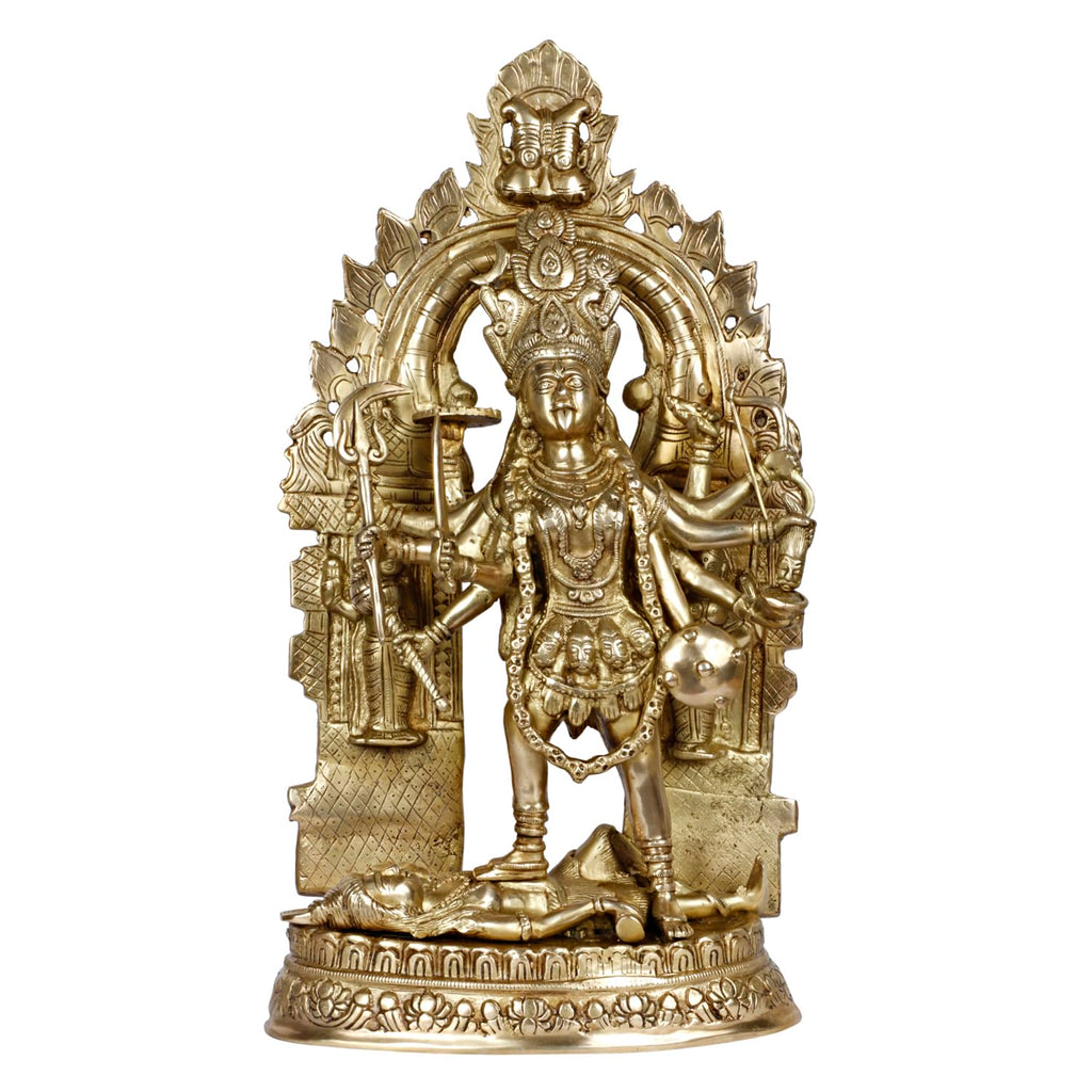 ARTVARKO Big Brass Kali MATA Murti Maha Kaali with Shiva Idol Adi Shakti Ma Mahakali Kalika Maa Statue 22 Inch