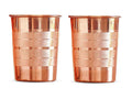 Adoko 100% Pure Copper Tumbler 300ml | Ayurvedic Drinking Glass for Water | Handcrafted Copper Utensil for Daily Use – 2Pcs Set