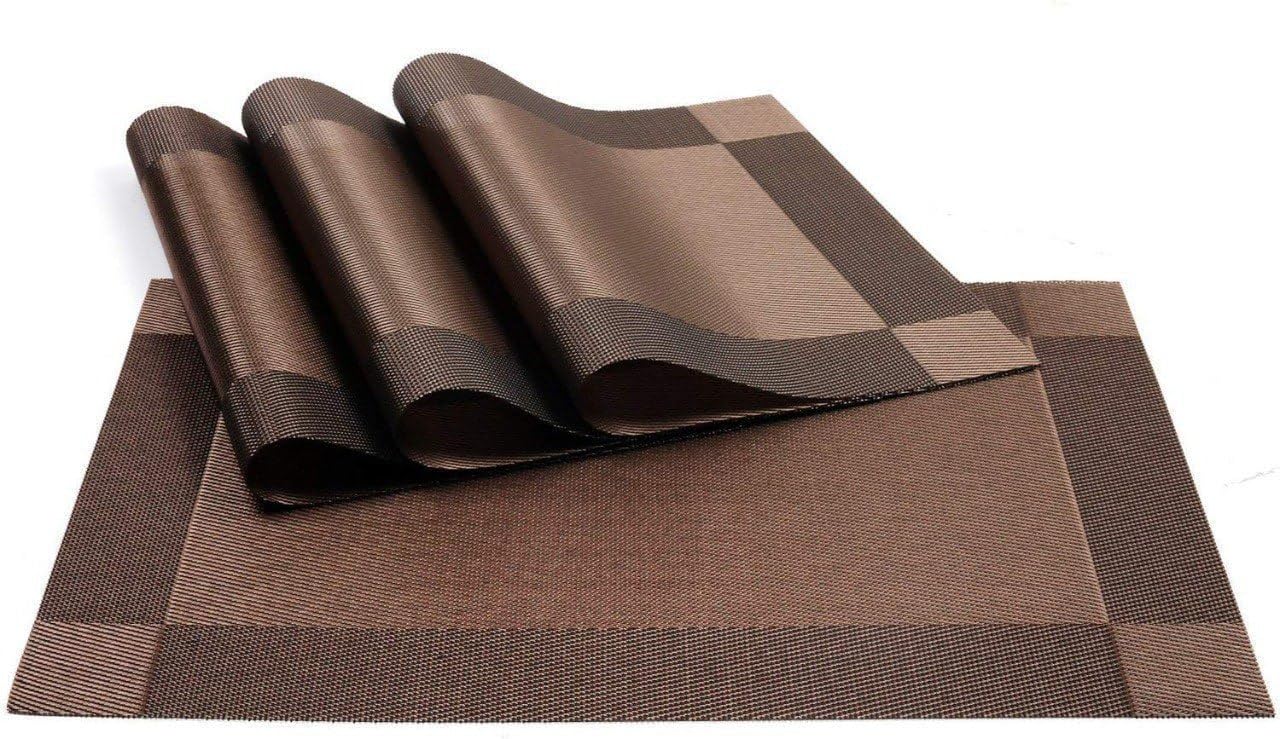OXSAM Placemats, Heat Insulation Non-Slip Vinyl mats, Stain-Resistant Tablemats for Home and café Dining Table Décor (Brown, Pack of 6) Kafalo
