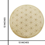 Shubhanjali Crystal Grid Plate Flower of Life Sacred Geometry Healing,Wooden Crystal Grid (12 inch)