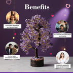 BHAGYA G Amethyst Crystal Tree - 200 Beads, Precious Gemstone Tree for Healing & Harmony, Handmade Gift for Home Décor, Meditation & Positive Energy