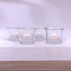 Hosley® Votive Tealight Glass Candle Holder|Clear Glass Tealight Candle Holder Perfect for Home Decor, Birthday, Wedding, Parties, Gifting|4.5 cm Diameter(Pack of 4, 4.5 cm Long Each)