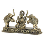 ARTVARKO Brass Gaj Lakshmi Elephant Idol Goddess Maha Laxmi Gajlaxmi Sitting Statue for Home Decor Puja Mandir Temple 8 Inch