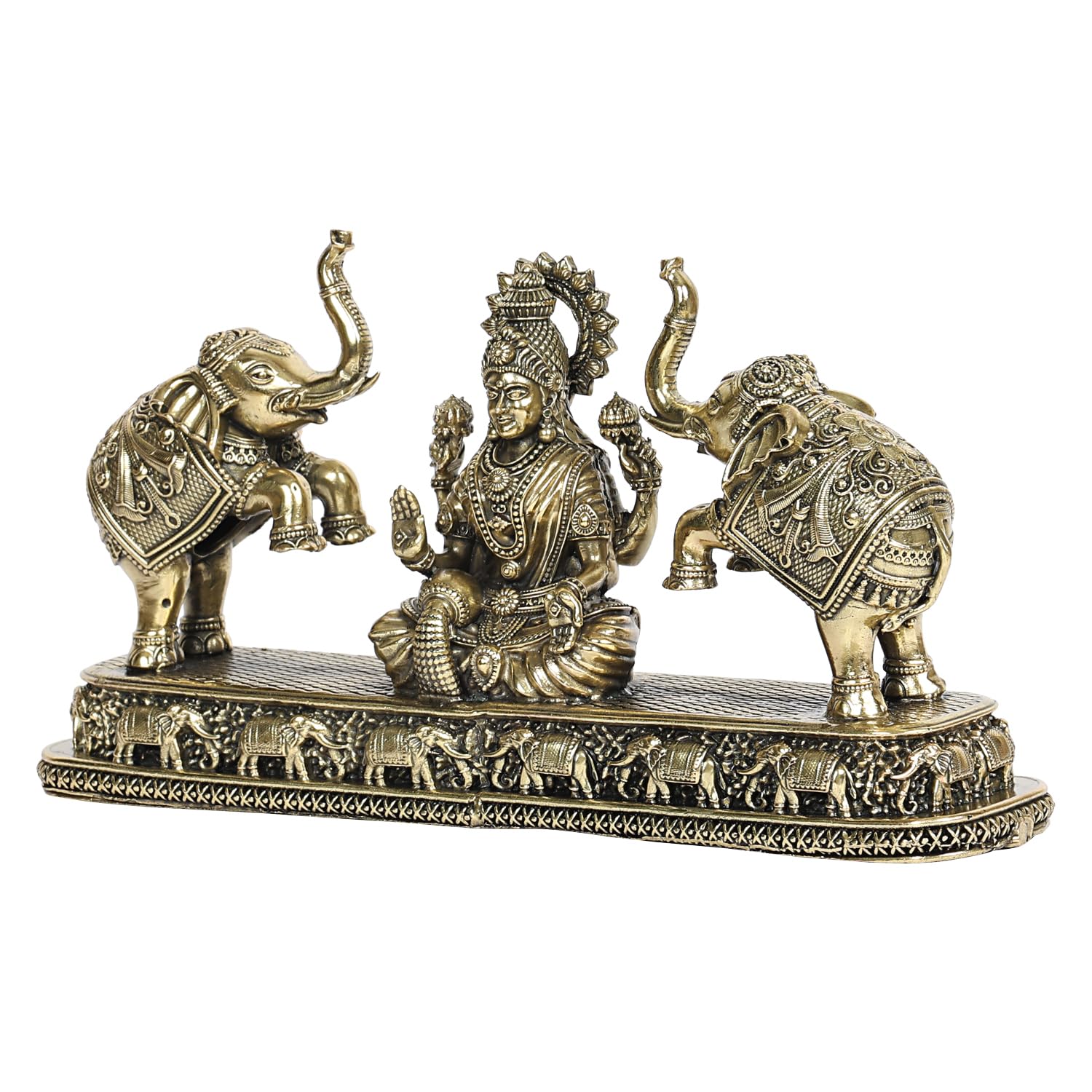 ARTVARKO Brass Gaj Lakshmi Elephant Idol Goddess Maha Laxmi Gajlaxmi Sitting Statue for Home Decor Puja Mandir Temple 8 Inch