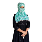 Switchon Export quality Cotton Multi color scarf hijabf for women for 12 yrs and above (Green_White)