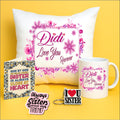 PICRAZEE Birthday | Raksha Bandhan Gift for Sister – 12 Cushion with Filler, Ceramic Mug, Keyring, Fridge Magnet & Greeting Card | Birthday/Raksha Bandhan Gift Set