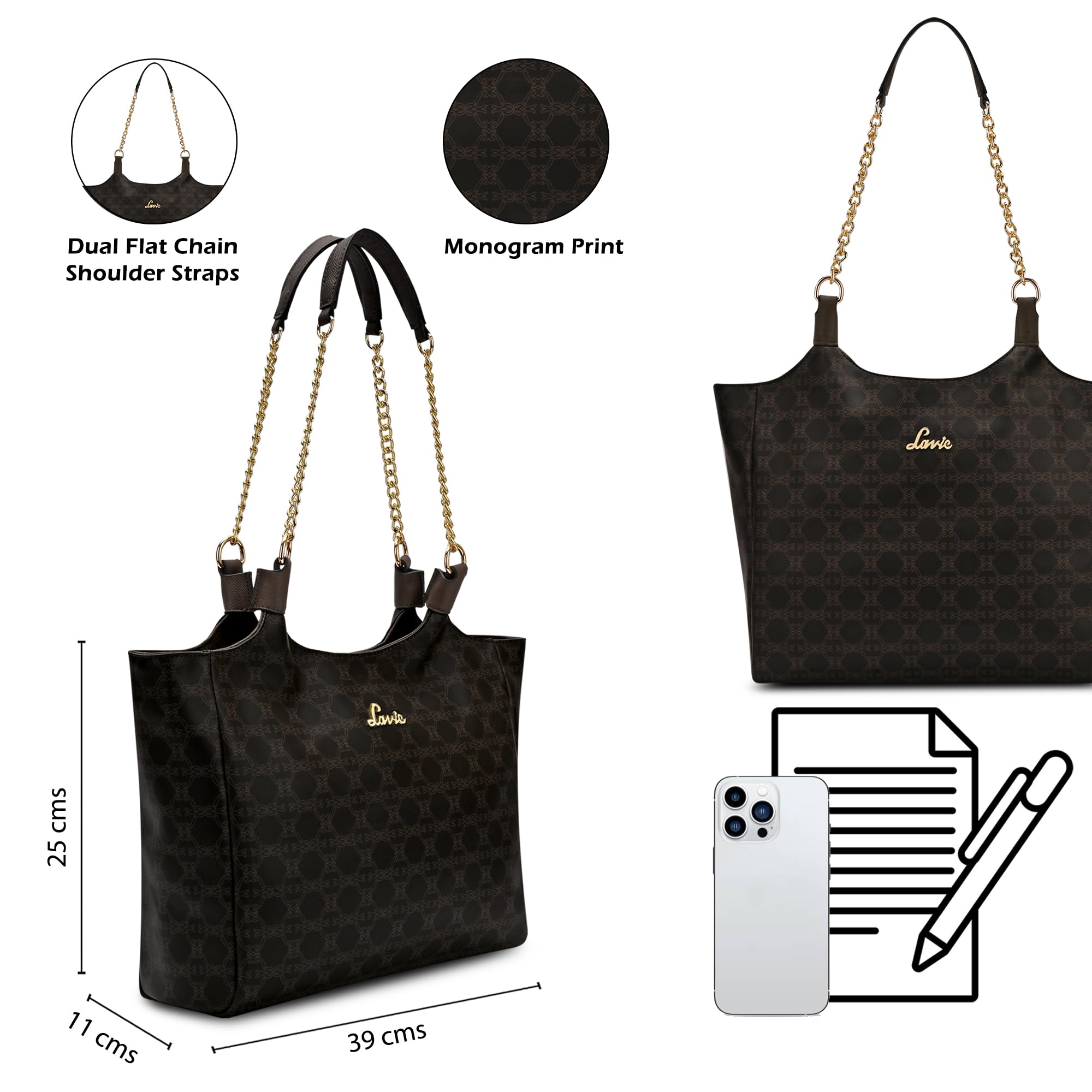 Lavie Women's Mono Madhia Tote Handbag | Ladies Purse | Gift for Women