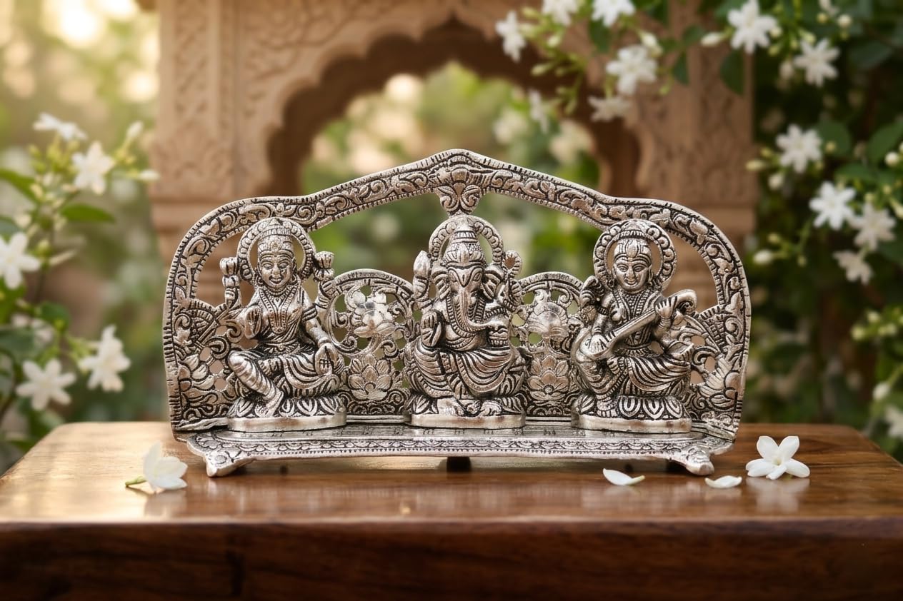KridayKraft Laxmi Ganesh Saraswati Murti,Laxmi Ganesh Murti,Showpiece Figurines,Laxmi Ganesh Saraswati Statue for Pooja & Religious Idol Gift Article,Corporate Gift.