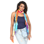 GFB Women's Viscose multicolor Scarf with painting Print for Summer, Spring, Casual Wear 180x70 (Blue multicolor)