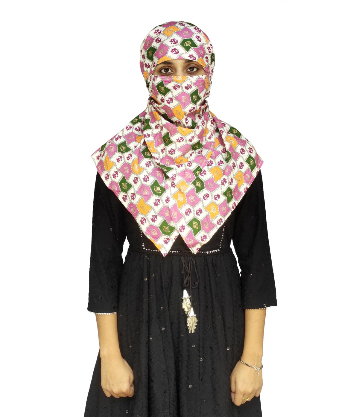 Switchon Rayon Anti Pollution Full face Tie Dye Scarf UV Sun Rays Protection Hijab scarf for women and Girls (Multi_2)
