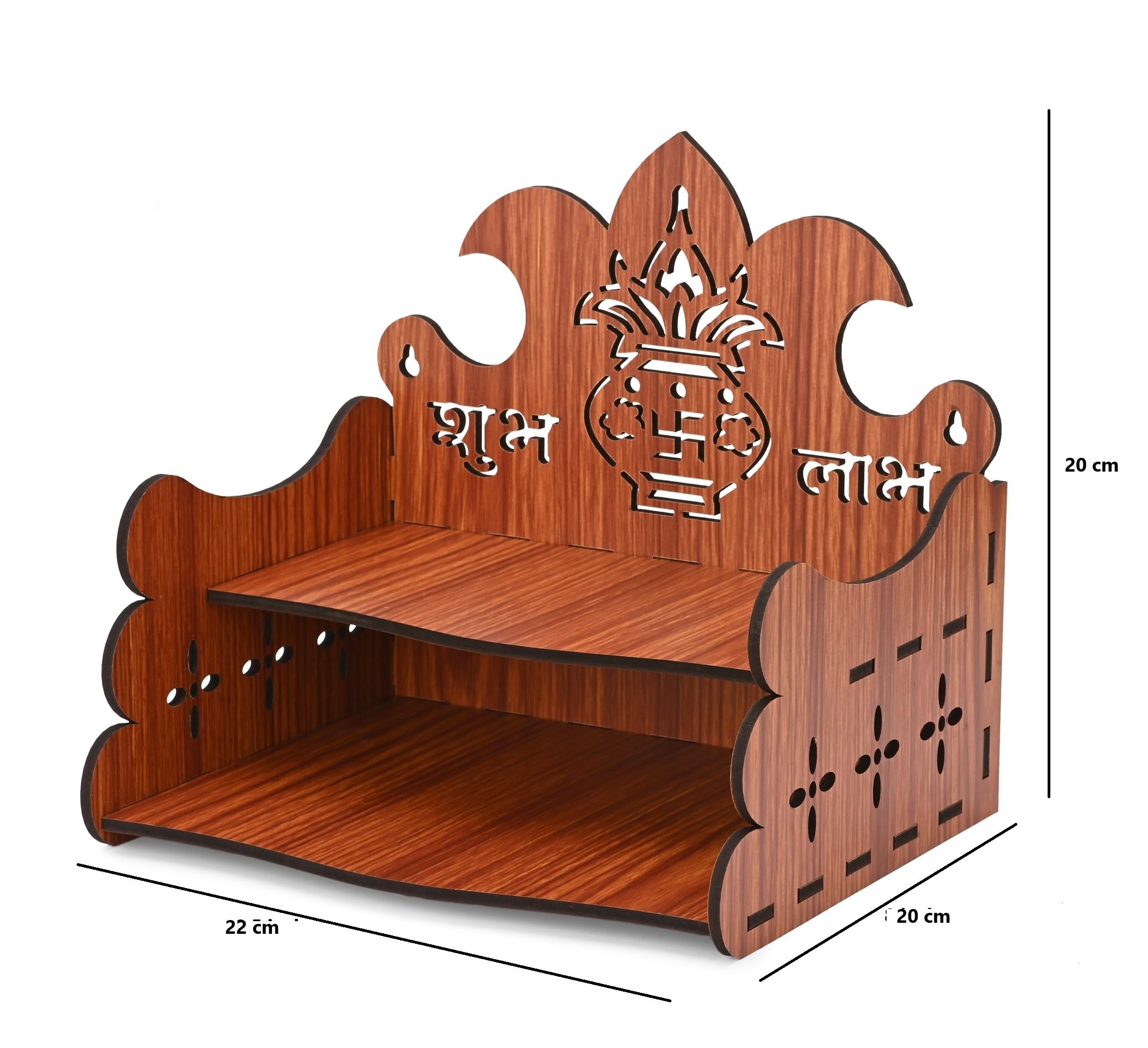 Gojeeva Fully Handmade Beautiful Small Wooden Home and Office Temple/Pooja Mandir KL1 Brown