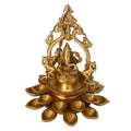 SVARUP Brass Lord Ganesh Idol with Multi Diya: Home Entrance Decor, Diwali Gift