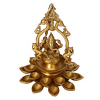 SVARUP Brass Lord Ganesh Idol with Multi Diya: Home Entrance Decor, Diwali Gift