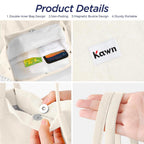 Kawn Women Corduroy Western Tote Bag Canvas Shoulder Cord Purse Reusable Shopping Bag Grocery Bag Large Capacity Washable Handbag Girls Shoulder Bag With Inner Pocket For Daily Use Work Travel (Beige)