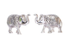 KridayKraft Metal Elephant Polish Set for Showpiece Enhance Your Home, Office, Table Decorative (Silver, Medium) - 2 Pieces