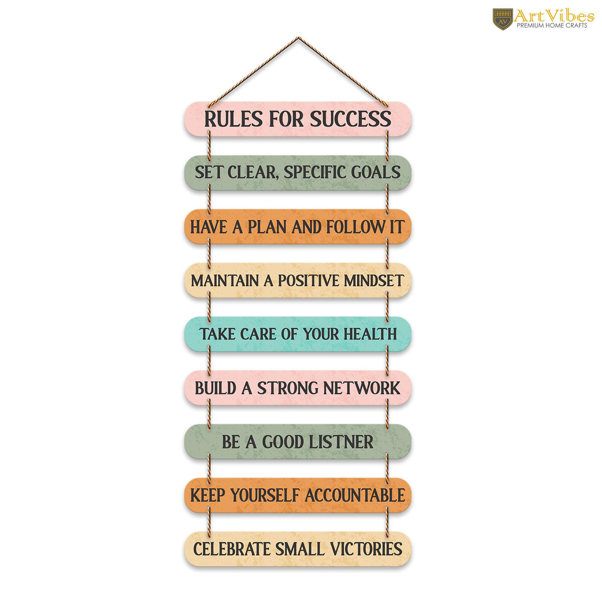 Artvibes Rules For Success Quote Wall Hanging Wooden Art | Quotes Decor Item | Wall Poster | Office Decor | Inspirational Quotes Wall Art | Mdf Wall Decoration | Gift Items (WH_9324N)