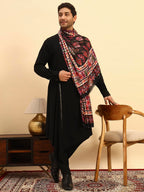 Pashmoda Men Floral Sonata Royal Fine Soft Bamboo Fibre Stole, Multicoloured Design, Evening Wrap, Luxury Pashmina Style Scarf, Wrap (Size 28x80, Black colour) MISST32