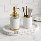 THE GREY BLEND® Bathroom Tray for Countertop, White Concrete Organizer for Toiletries & Soap | Minimal Bathroom Sink Tray (20×12 cm)