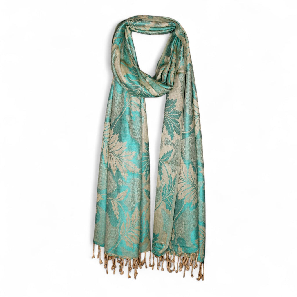 STOLE STUDIO Embellished Fancy Leaf Viscose Stole & Scarf