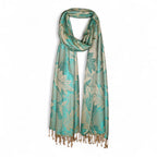 STOLE STUDIO Embellished Fancy Leaf Viscose Stole & Scarf